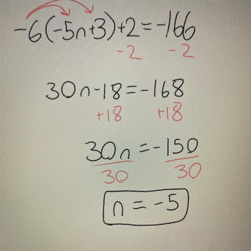 -6(-5n+3)+2=-166 PLEASE HELP ;(((((((-example-1