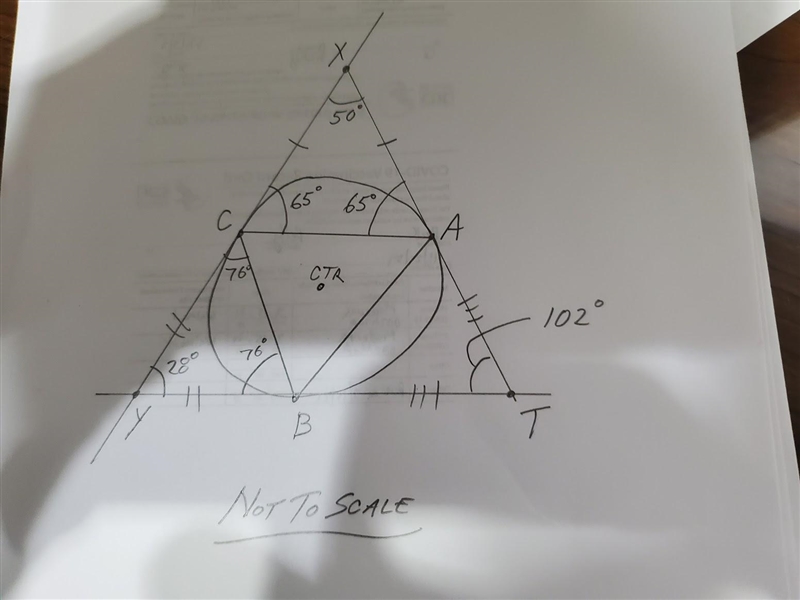 In the given diagram(see image) , TAX and TBY are tangents to the circle and C is-example-1