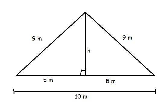 An isosceles triangle with legs of 9 cm and a base of 10 cm in length has a median-example-1