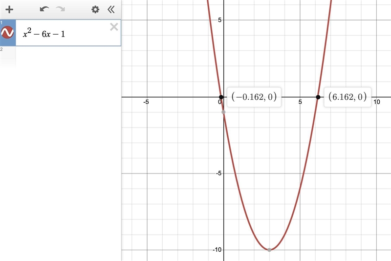 Solve the equation x^2-6x-1=0 to the nearest tenth.-example-1