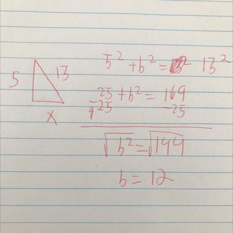 3) A sliding board has a height of 5 and a slide length of 13. How long is the base-example-1