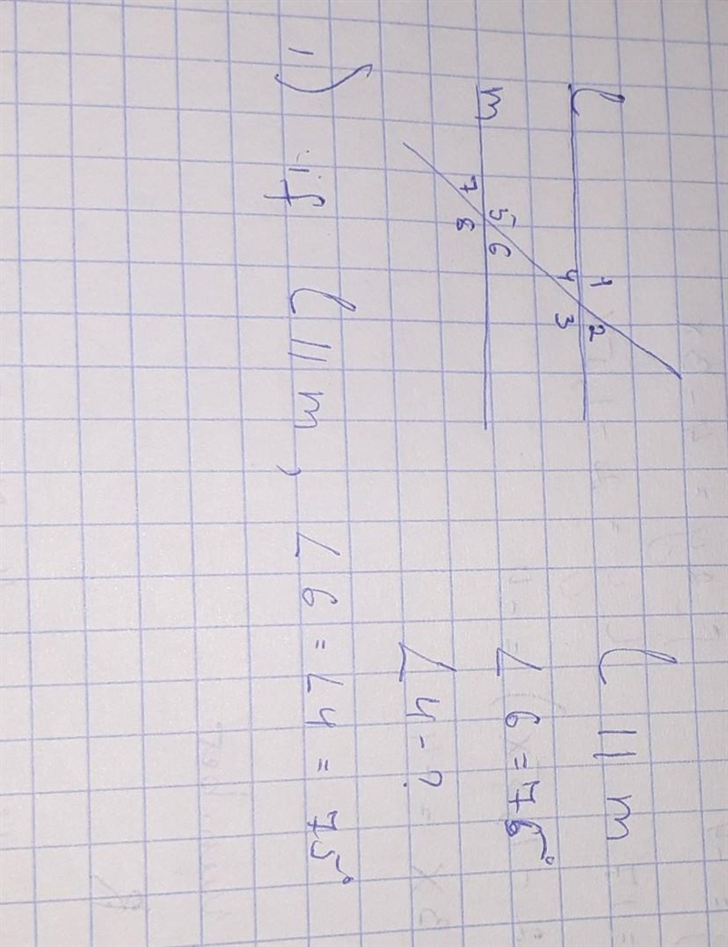 Line l is parallel to line m, if the measure of <6 is 75° what is the measure of-example-1