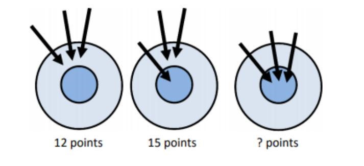 First, Diana scores 12 points in total with three arrows. On her second turn, she-example-1