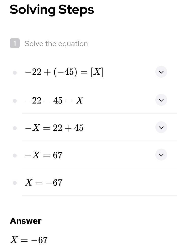 Evaluate: -22+(-45) = [?]-example-1