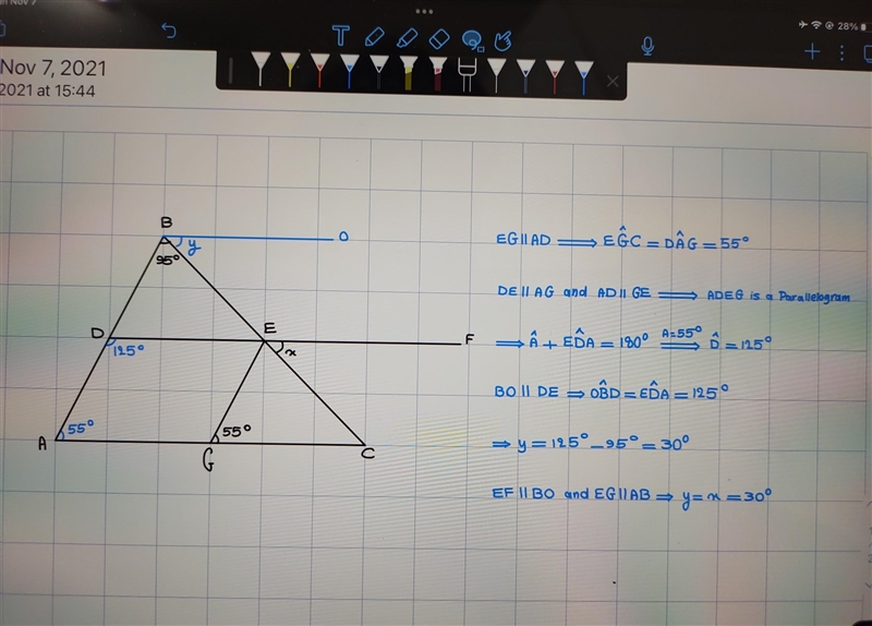 There B Angi Does You 950 Diagram NOT accurately drawn D F 550 G с * AGC and DEF are-example-1