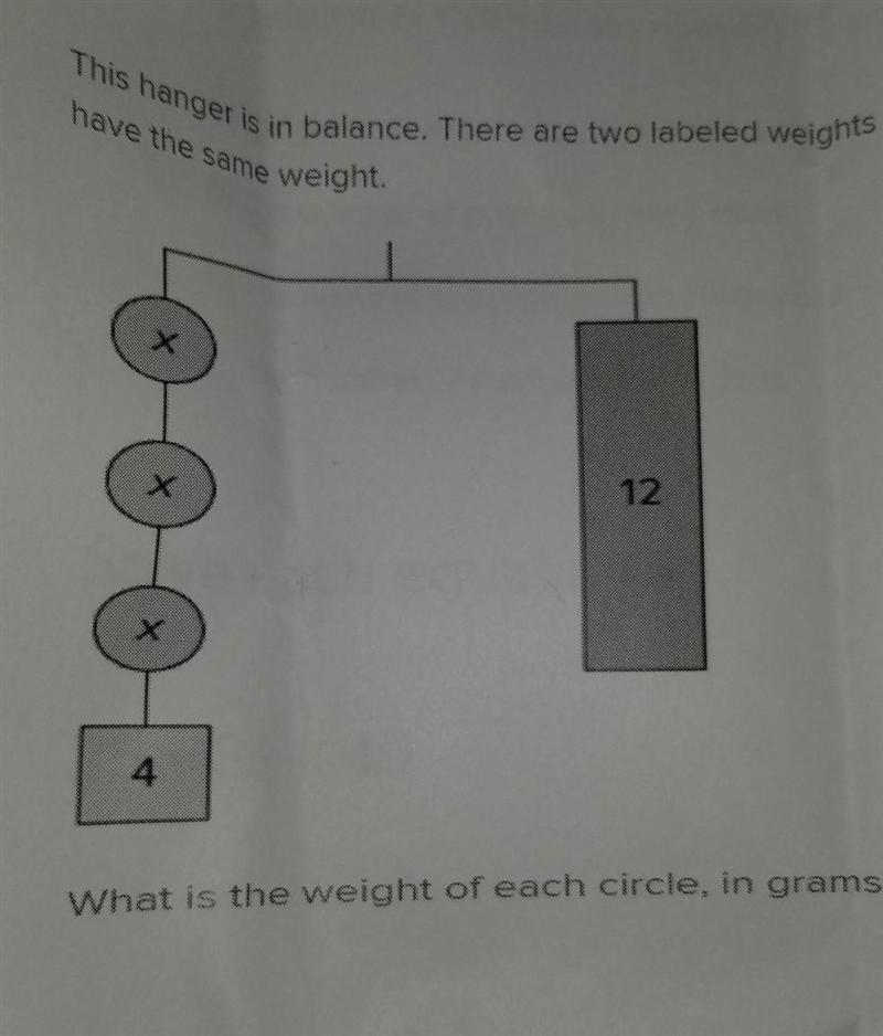 There are two labeled weights of 4 grams and 12 grams the tree circles have the same-example-1