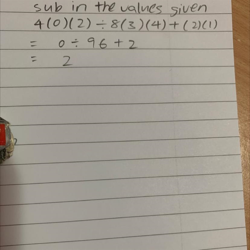 If x=4,y=2,z=1,p=3,q=0 then find value of 4qy ÷ 8px + yz plz answer correctly-example-1