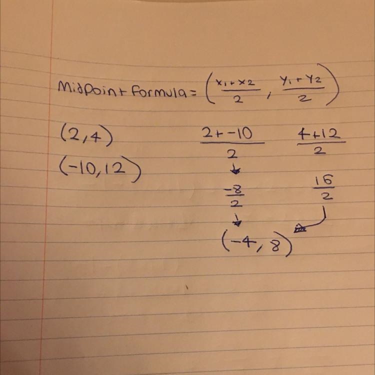 5x + 2) mize 2. P has coordinates (2, 4). Q has coordinates (-10, 12). Find the midpoint-example-1