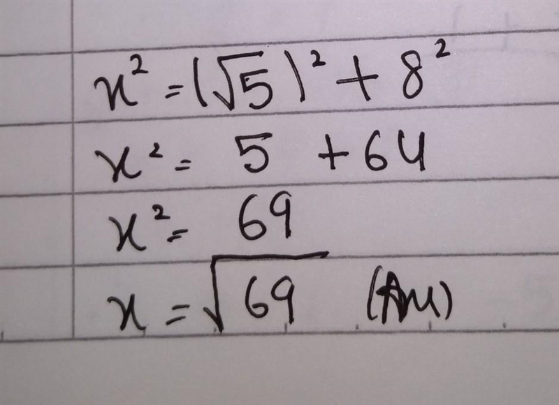 Use the Phythagorean theorem to find the length of the third side-example-1