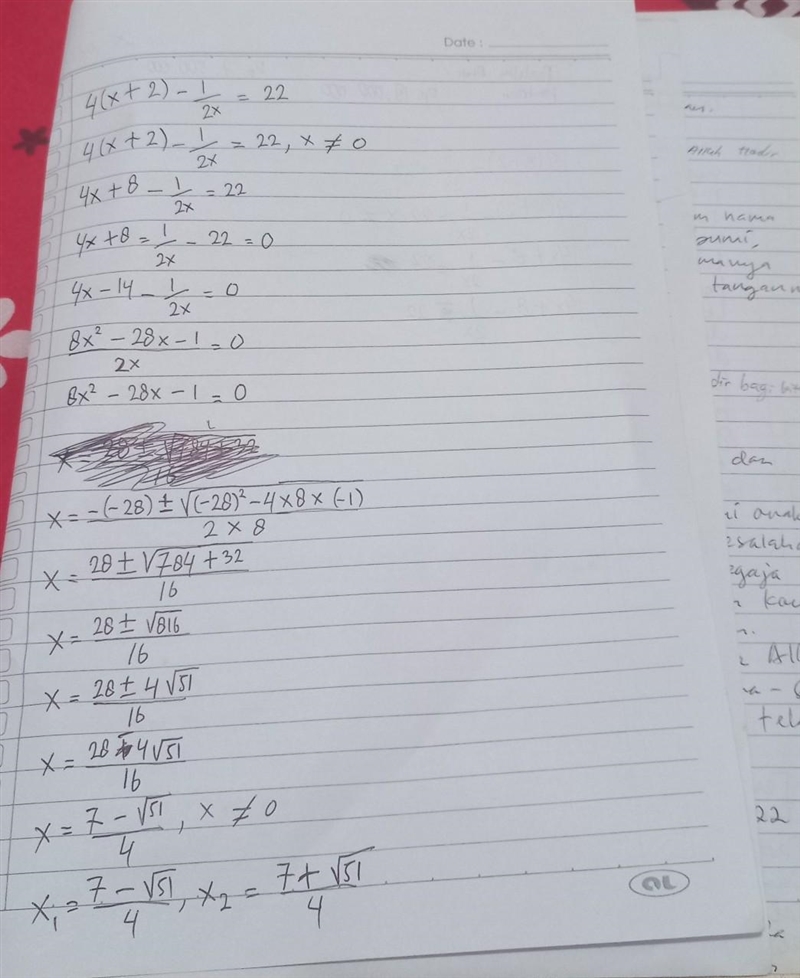 4(x + 2) - 1/2x = 22 solve the equation-example-1