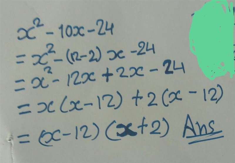 What is the correct factorization of x^2-10x-24-example-1