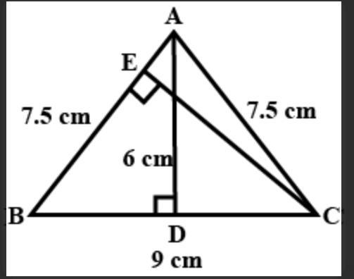 ∆ ABC is isosceles with AB= AC= 7.5cm and BC= 0 cm .the height AD from A to BC, is-example-1