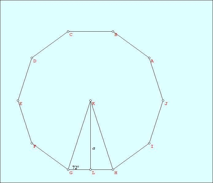 Identify the area of a regular decagon with side length 5 m rounded to the nearest-example-1