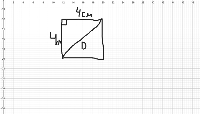 Calcula la diagonal de los siguientes cuadrados, cuyos lados tienen las siguientes-example-1