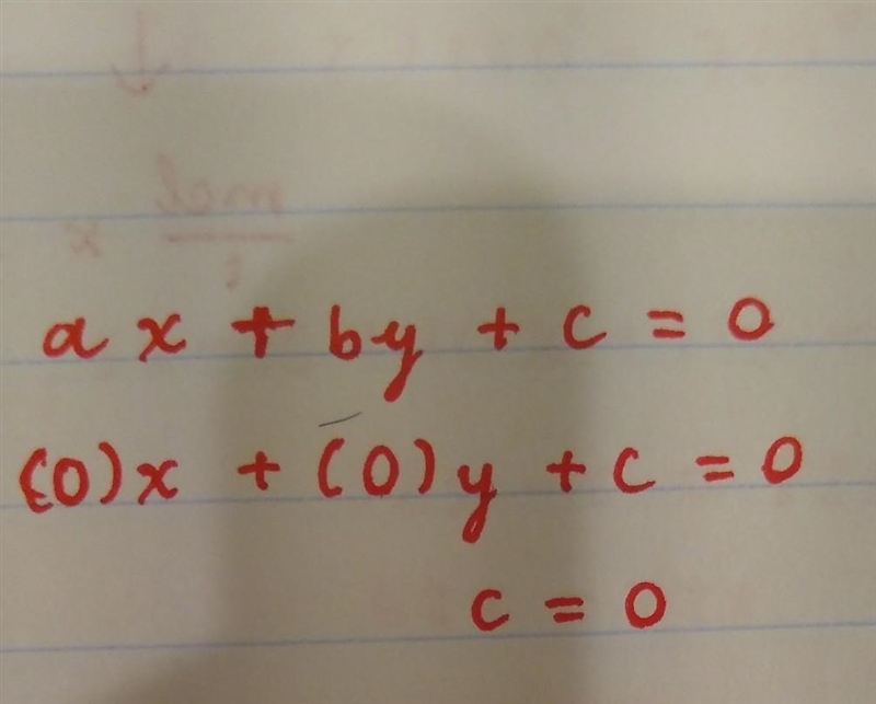 Does ax + by + c = 0 represent an equation of line, if a = b = 0?​-example-1