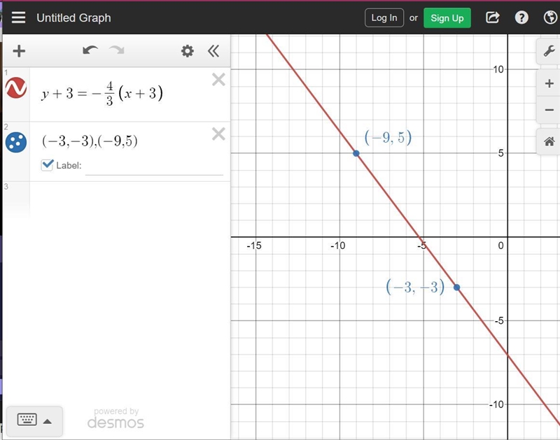 What is the slope of the line that passes through (-3,-3) and (-9,5)-example-1