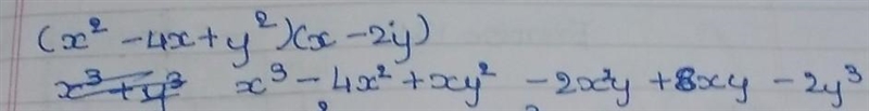 Find the product of (x2 -4xy + y2) (x – 2y) if x = 3 and y = 2​-example-1