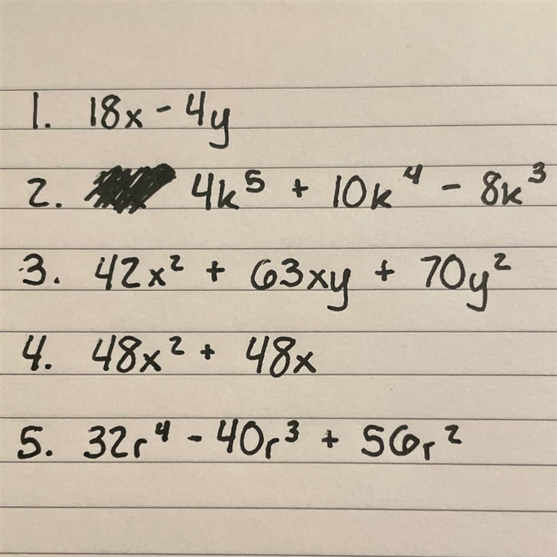 Integer exponents 1. 2(9x - 2y) = 2. 2k3 (2k2 + 5k - 4) = 3. 7(6x2 + 9xy + 10y2) = 4. 8x-example-1