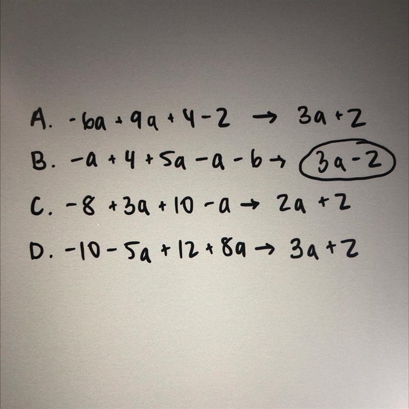 Ehich of thr following expressions has a Simplified value of 3A -2?-example-1