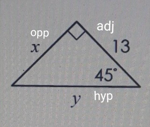 Question 11 Find the value of y. X+ 13 45° No links please! Thanks for the help!​-example-1