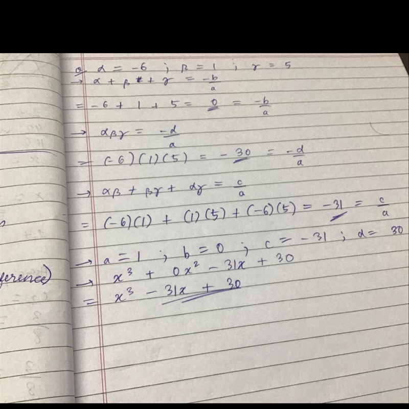 A polynomial has zeros of -6, 1, and 5. write the equation of the polynomial function-example-1