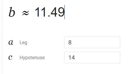 In a right triangle, if a = 8in and c = 14in, what is b? Round to three decimal places-example-1