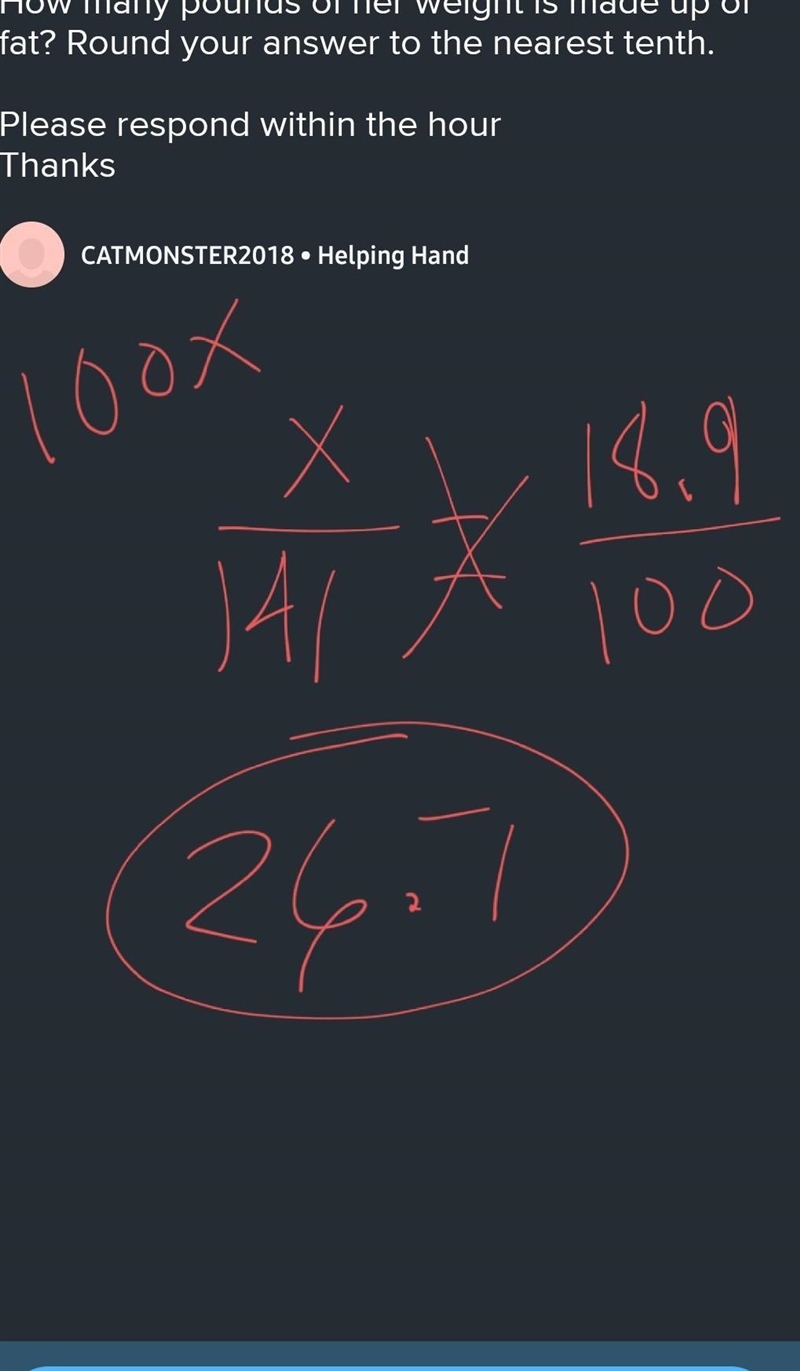 Suppose that an individual has a body fat percentage of 18.9% and weighs 141 pounds-example-1