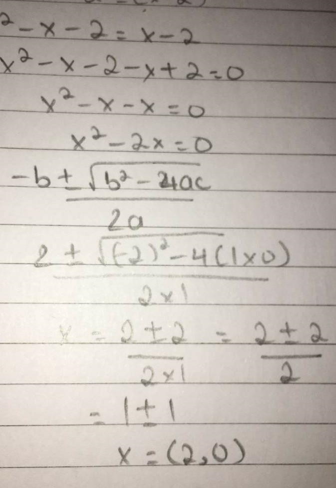 X²-x-2=(x-2) its quadratic equation please guys help meee i dont know how to solve-example-1