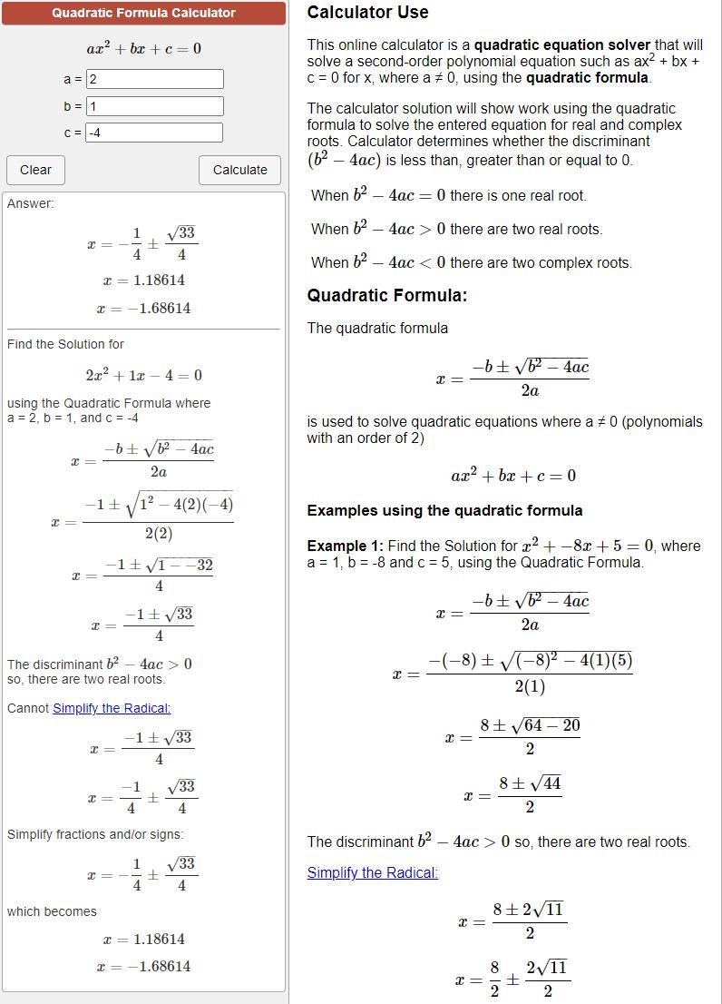 Solve 2x^2+ x - 4 = 0-example-1