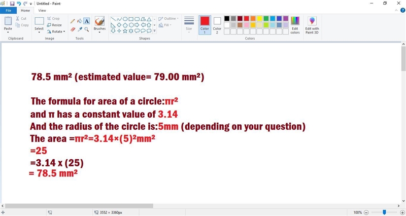 Find the area of a circle with a radius of 5.-example-1