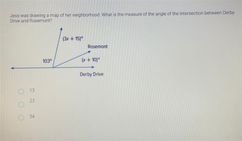 > Jess was drawing a map of her neighborhood. What is the measure of the angle-example-1