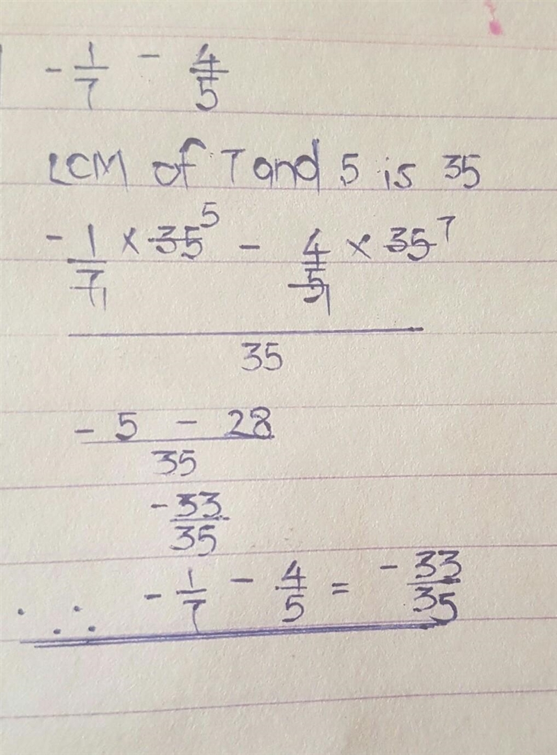 -1/7 subtract 4/5 i need help so bad-example-1