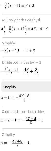 Y + 2 = -3/4 ( x +1 )-example-1