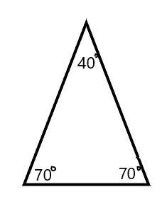 1.Construct or draw an isosceles triangle with one angle measure of 70 degrees. Label-example-2