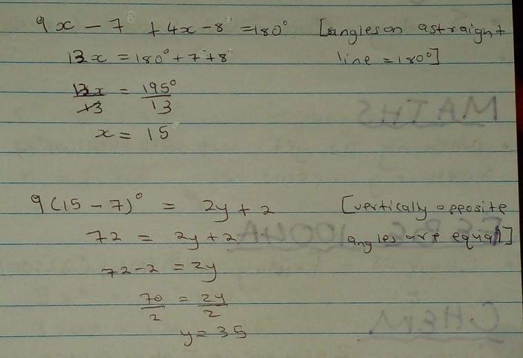 Given m||n, find the value of x and y. ​-example-1