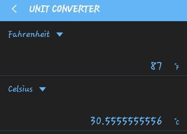 The formula to convert Celsius to Fahrenheit is F=9/5 C +32. Convert 87°F to Celsius-example-1