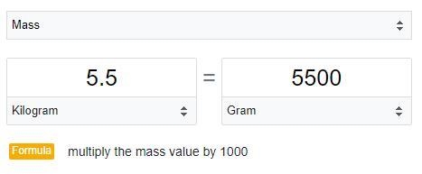 Samson carries a big weighing 5.5 kg.How many grams is it ?​-example-1