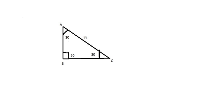 In a 30-30-90 triangle, the hypotenuse is 38, what is the length of the shortest side-example-1