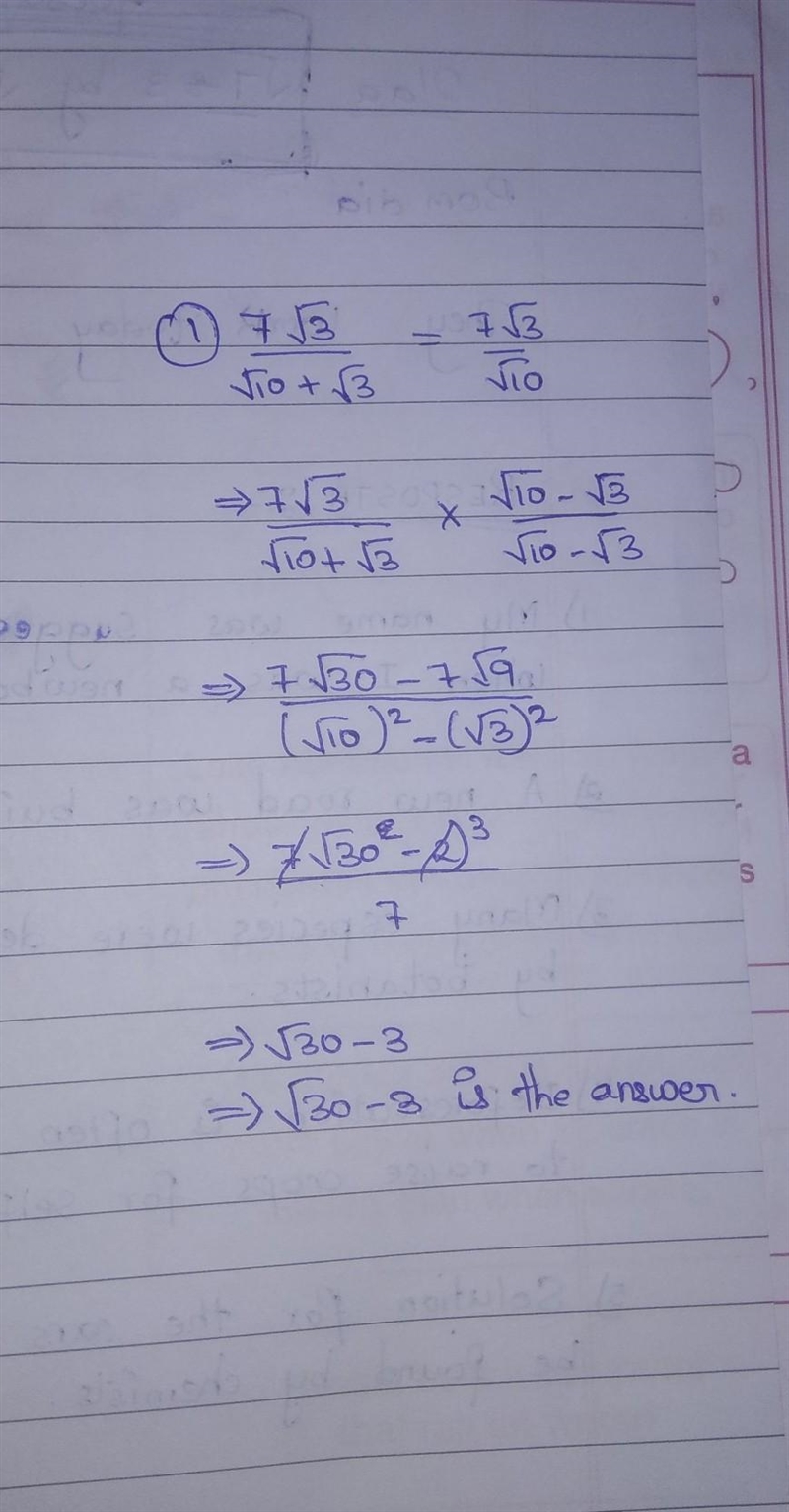 Simplify 7root 3divide by root 10 +root3-example-1