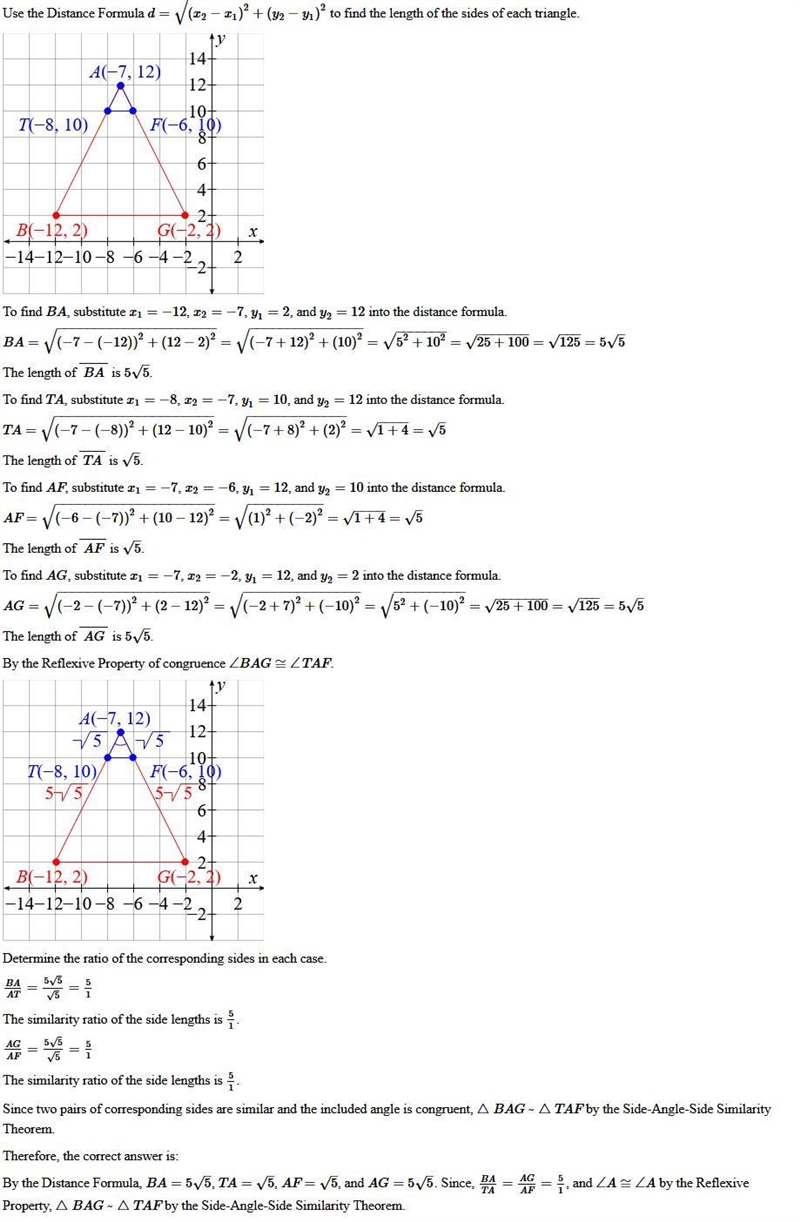 Given points B(−12,2), T(−8,10), A(−7,12), F(−6,10), and G(−2,2), which of the following-example-1