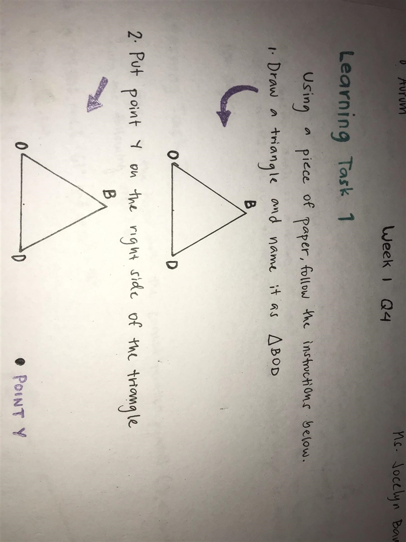 Learning Task I. Using a piece of paper, follow the instructions below. 1. Draw a-example-1