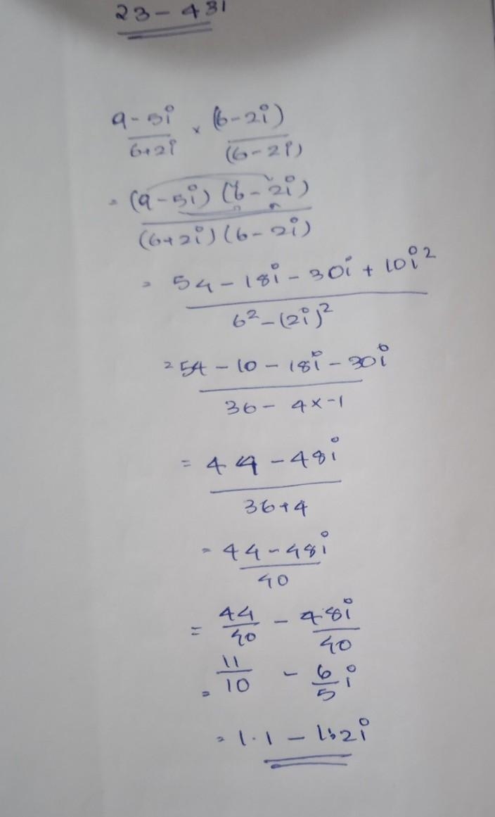 Perform the indicated operations. Write the answer in standard form, a+bi. 9 - 5i-example-1