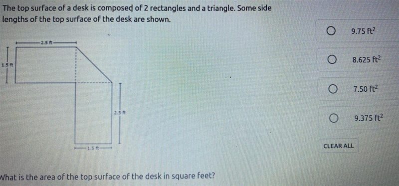 The top surface of a desk composed of two rectangles some side lengths of the top-example-1