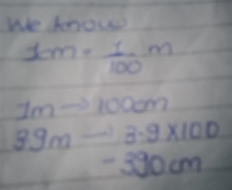 How many centimeters in 3.9 meters?-example-1