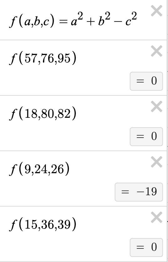 Hi! Please help!! What numbers can not be represent the three sides of a right triangle-example-1