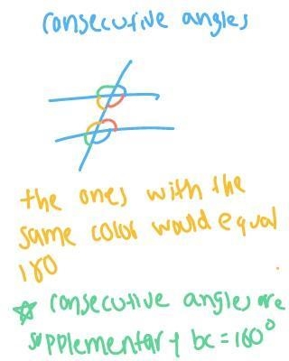 Hi can someone explain what does consecutive angles are supplementary mean-example-2