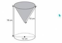 The solid below was made by cutting a cone-shaped hole out of a cylinder. The surface-example-1