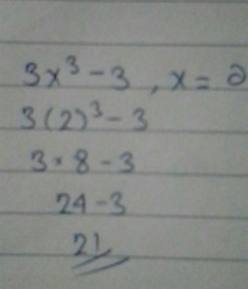 Evaluate 2x3 – 3 when x is 2. Helpp-example-1