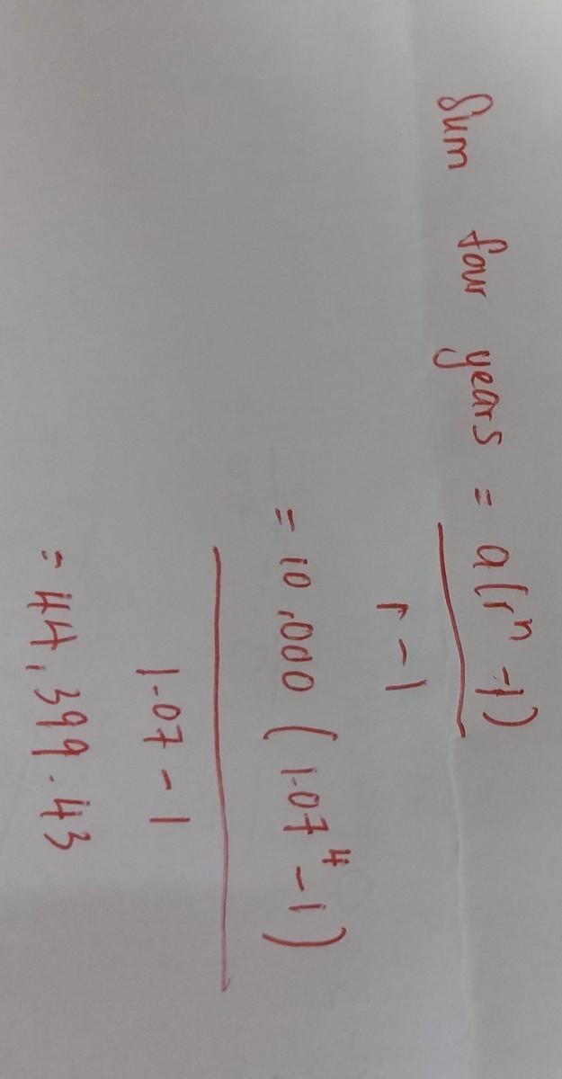 3. A student gets a grant of $10 000 a year. Assuming her grant is increased by 7% each-example-2