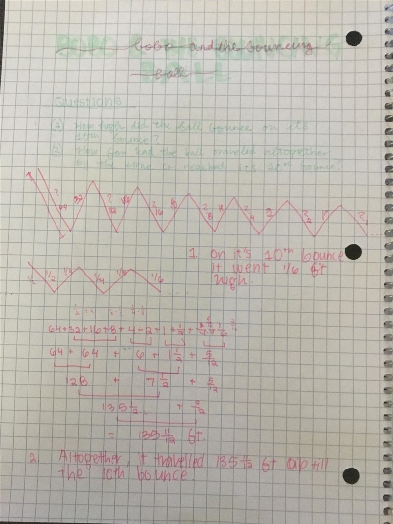 Bobo and the Bouncing Ball Math Problem Please help me solve it. There are 3 questions-example-1